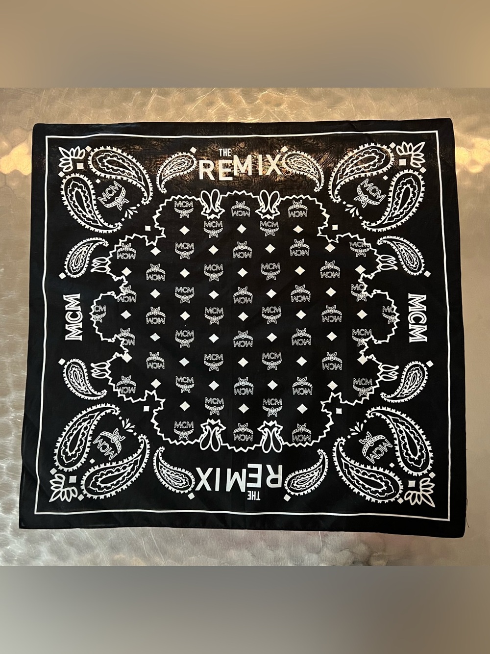 MCM X The Remix Visetos Black & White Bandana Scarf